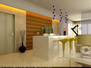 Des modles 3D de salle  manger orange