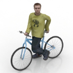 Un homme  bicyclette