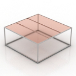 Table rose en verre transparent