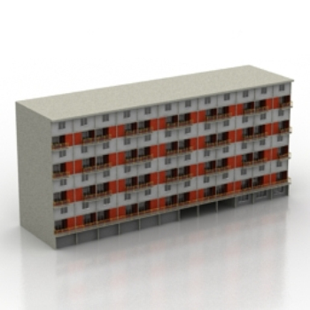 modles 3D commun immeubles d'habitation de cinq tages