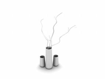 Une grande maquette 3D de deux petits pots