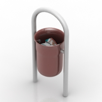 modles 3D poubelle marron