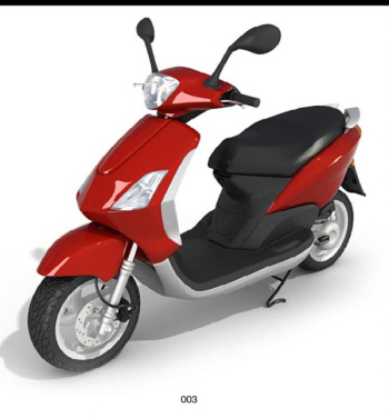 Modle 3D rouge et noir scooter