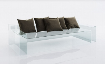 Gris et noir canap de verre coussin modle 3D