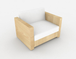 3D, modle, simple, bois, divan, scandinavie