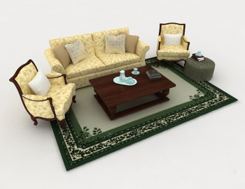 la maison jaune combinaison canap rtro modle 3d
