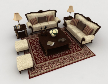 modle europen maison sofa brown 3d rtro
