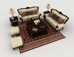 modle europen maison sofa brown 3d rtro