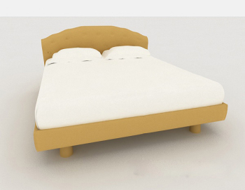 Simple moderne lit double blanc modle 3d