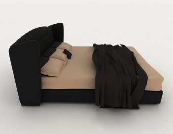 Accueil noir lit double modle 3d