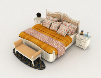Modle de tigre europen 3d modle avec lit double blanc