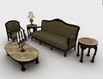 3D, retro, modle, europen, retro, vert, sofa