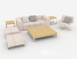 3D, modle, lavande, combinaison, sofa
