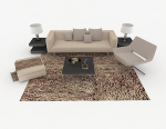 Accueil gris combinaison simple de sofa de loisirs modle 3d
