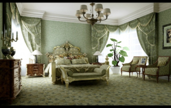 Vert pastoral chambre de style modle 3d