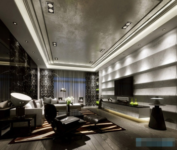 Sombre salon moderne modle 3d de la mode
