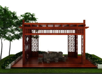 Place modle de gazebo en bois