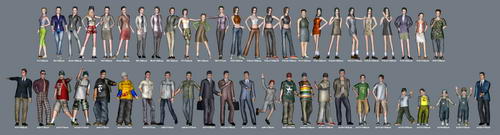 Les hommes et les femmes, les enfants, les personnages de synthse de 50 cas